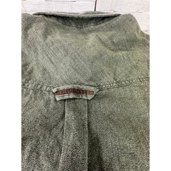 "Flyshacker" 100% Cotton Long Sleeve Button Up Shirt SZ L BROKEN SNAP - Picture 9 of 9